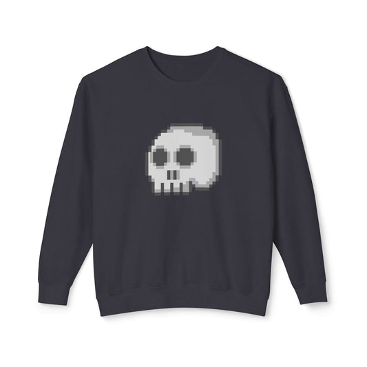 Pixel Skull Unisex Lightweight Crewneck Sweatshirt