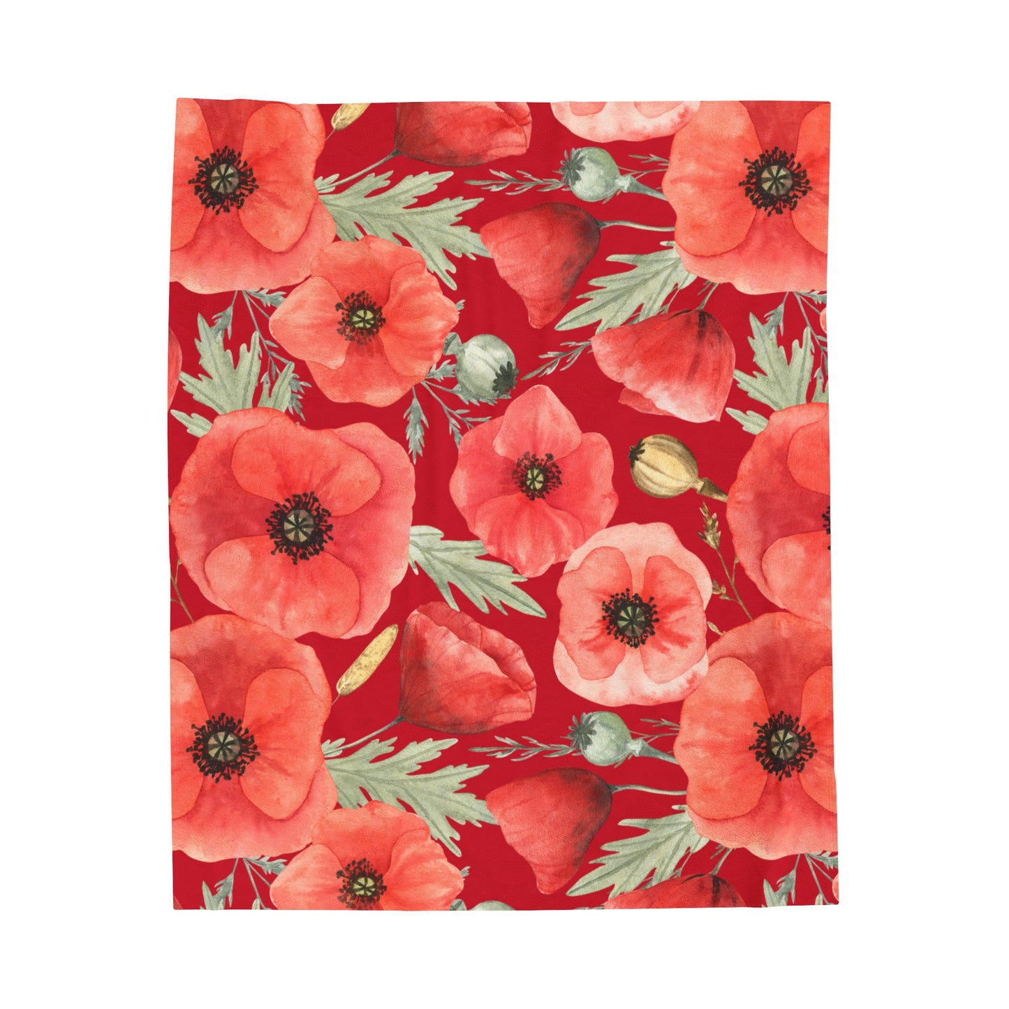 Poppies Velveteen Plush Blanket