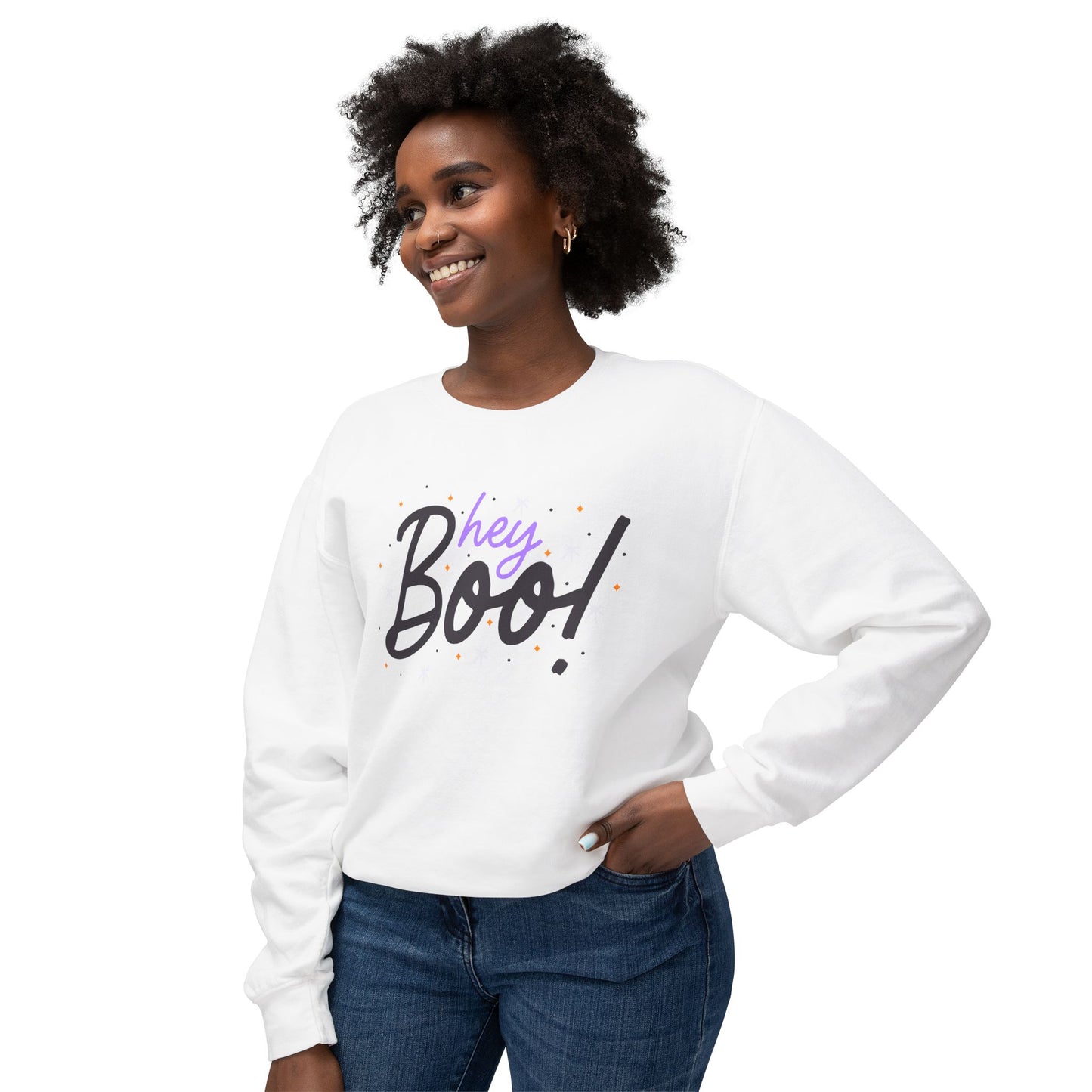 Hey Boo! Unisex Lightweight Crewneck Sweatshirt