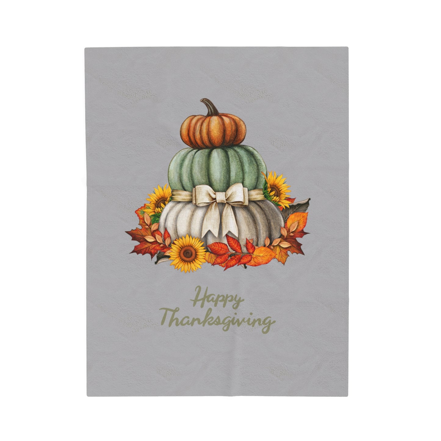 Happy Thanksgiving Velveteen Plush Blanket