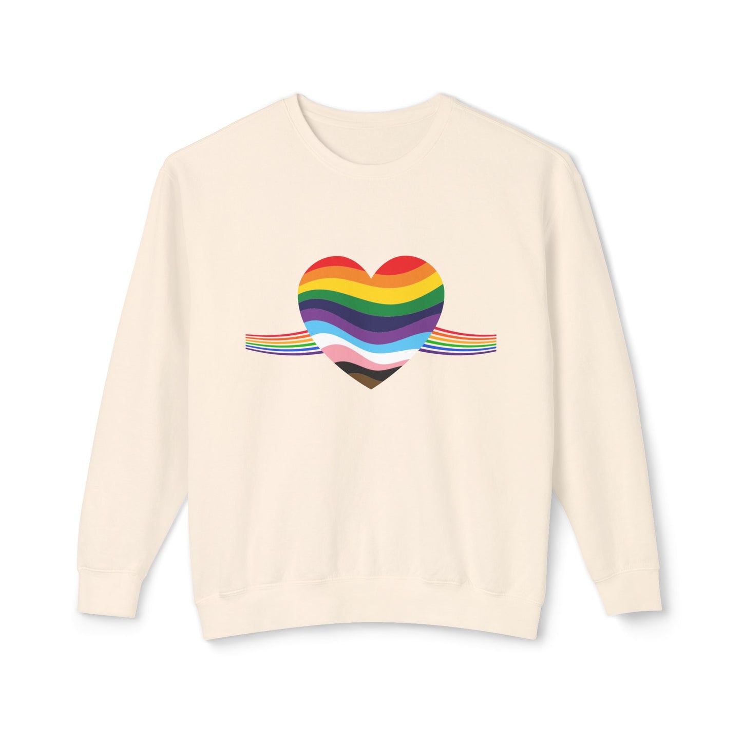 Rainbow Heart Unisex Lightweight Crewneck Sweatshirt