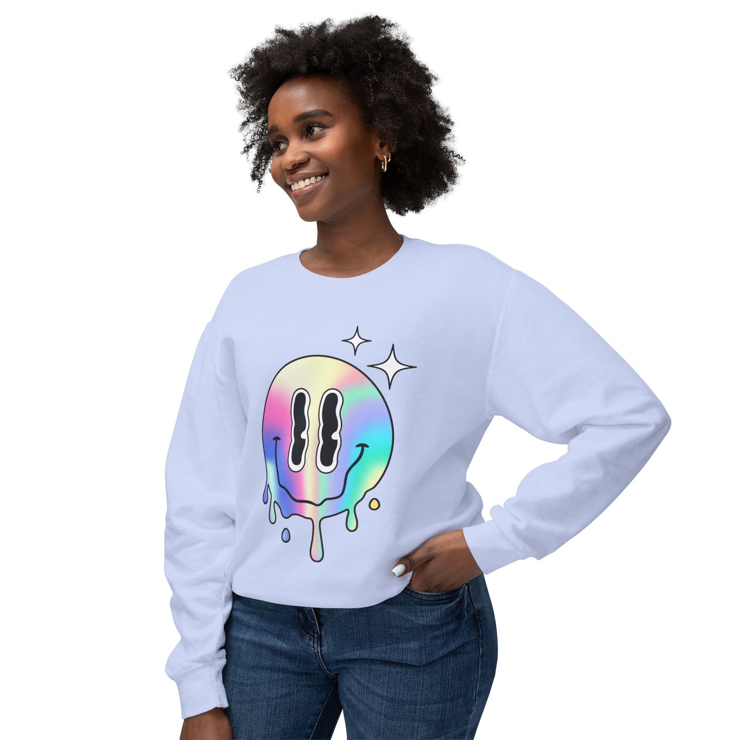 Smiley Melt Unisex Lightweight Crewneck Sweatshirt