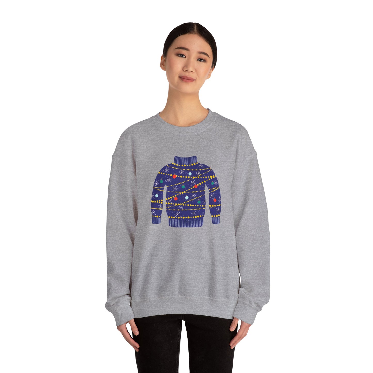 Ugly Blue Christmas Sweater Unisex Heavy Blend™ Crewneck Sweatshirt