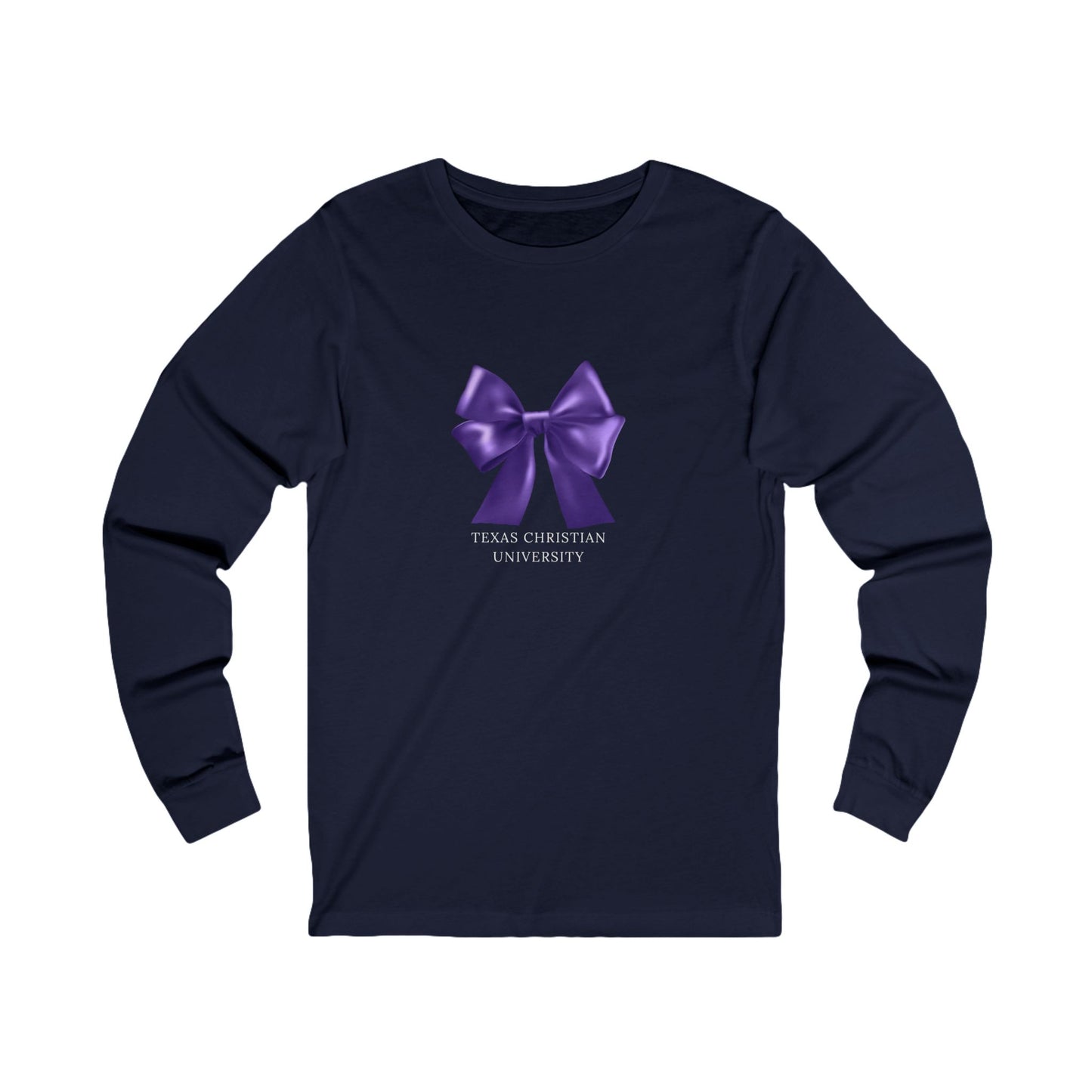 TCU Purple Bow Unisex Jersey Long Sleeve Tee