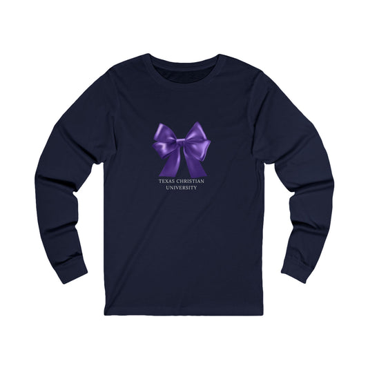 TCU Purple Bow Unisex Jersey Long Sleeve Tee