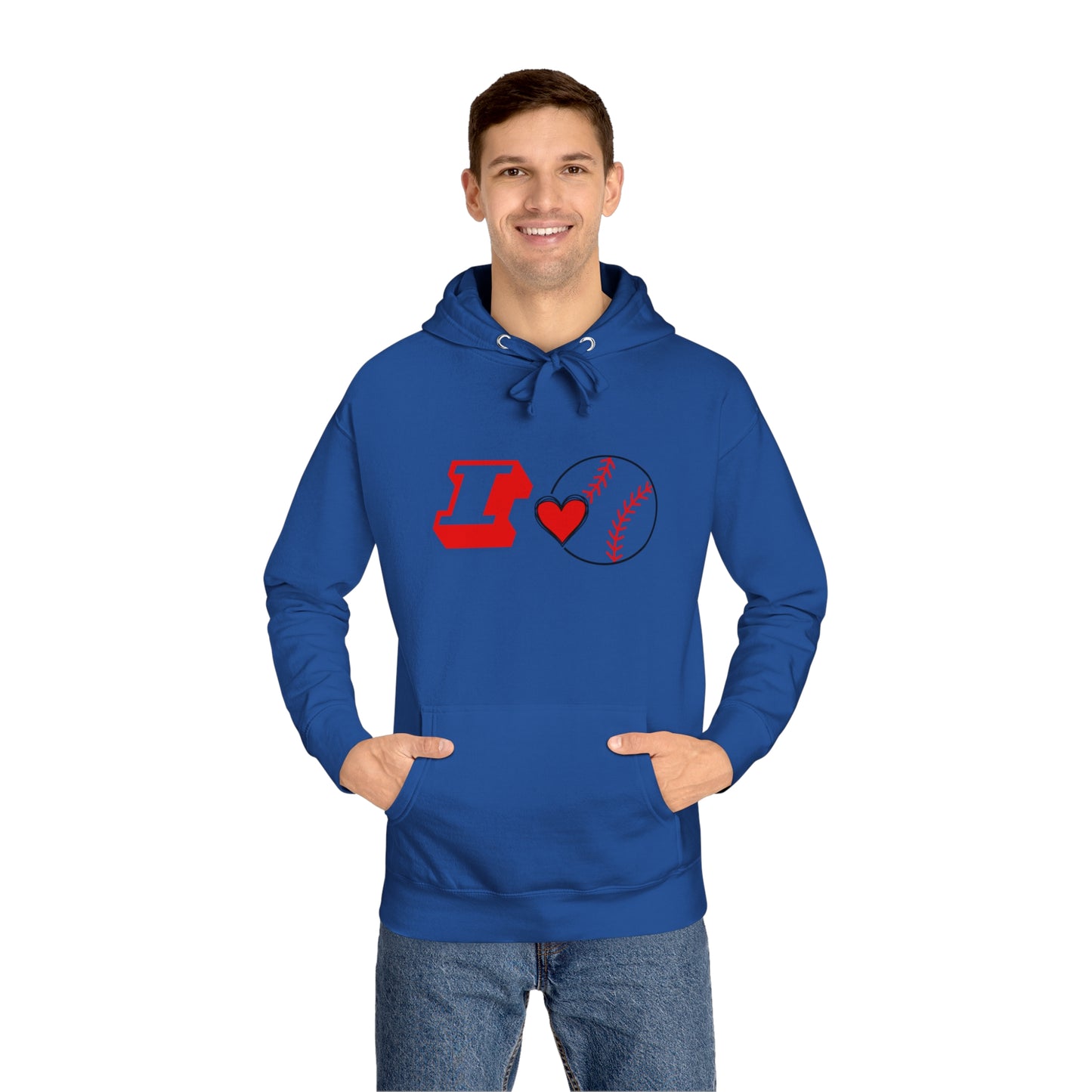 I Love Baseball Unisex Fleece Hoodie