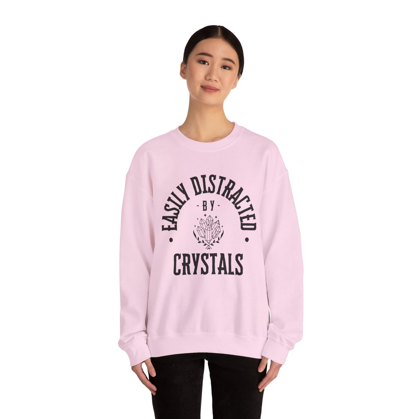 Easily Distracted by Crystals Unisex Heavy Blend™ Crewneck Sweatshirt