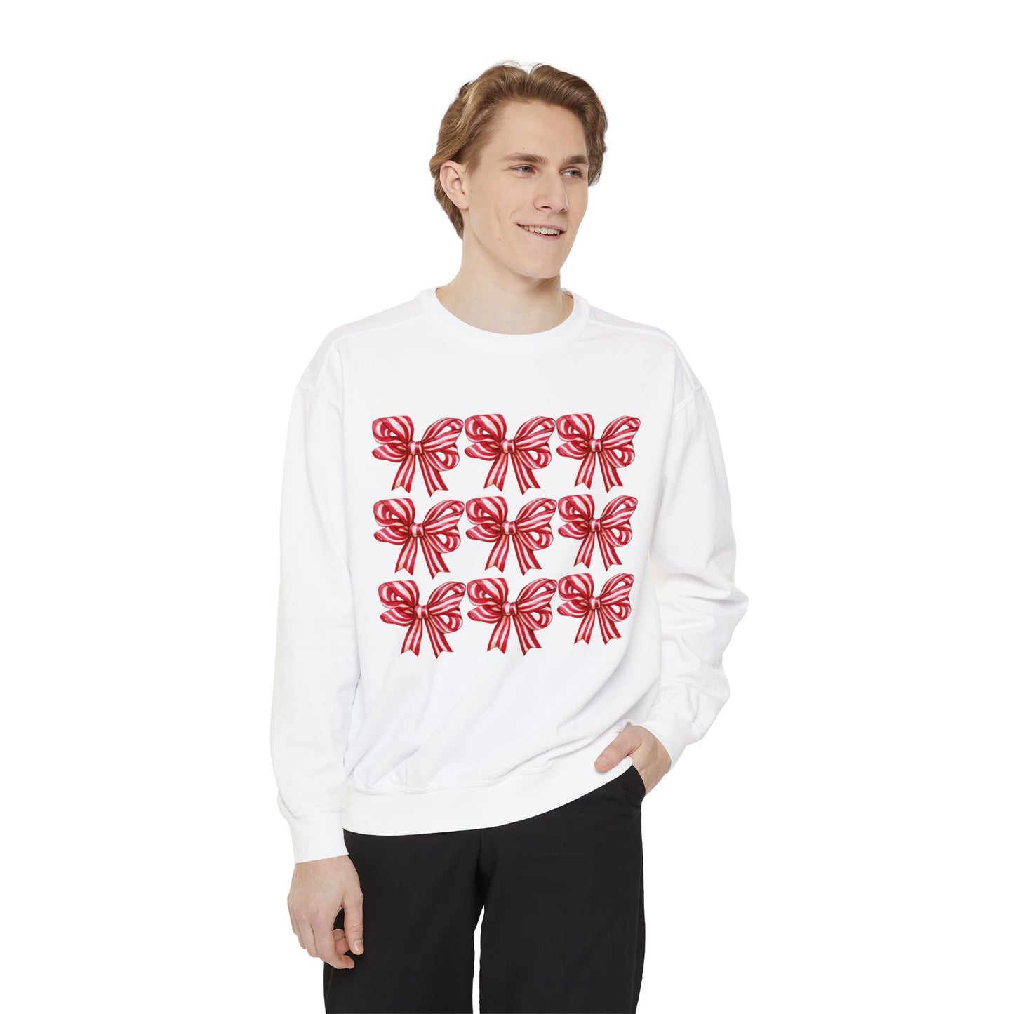 Holiday Bows Unisex Garment-Dyed Sweatshirt