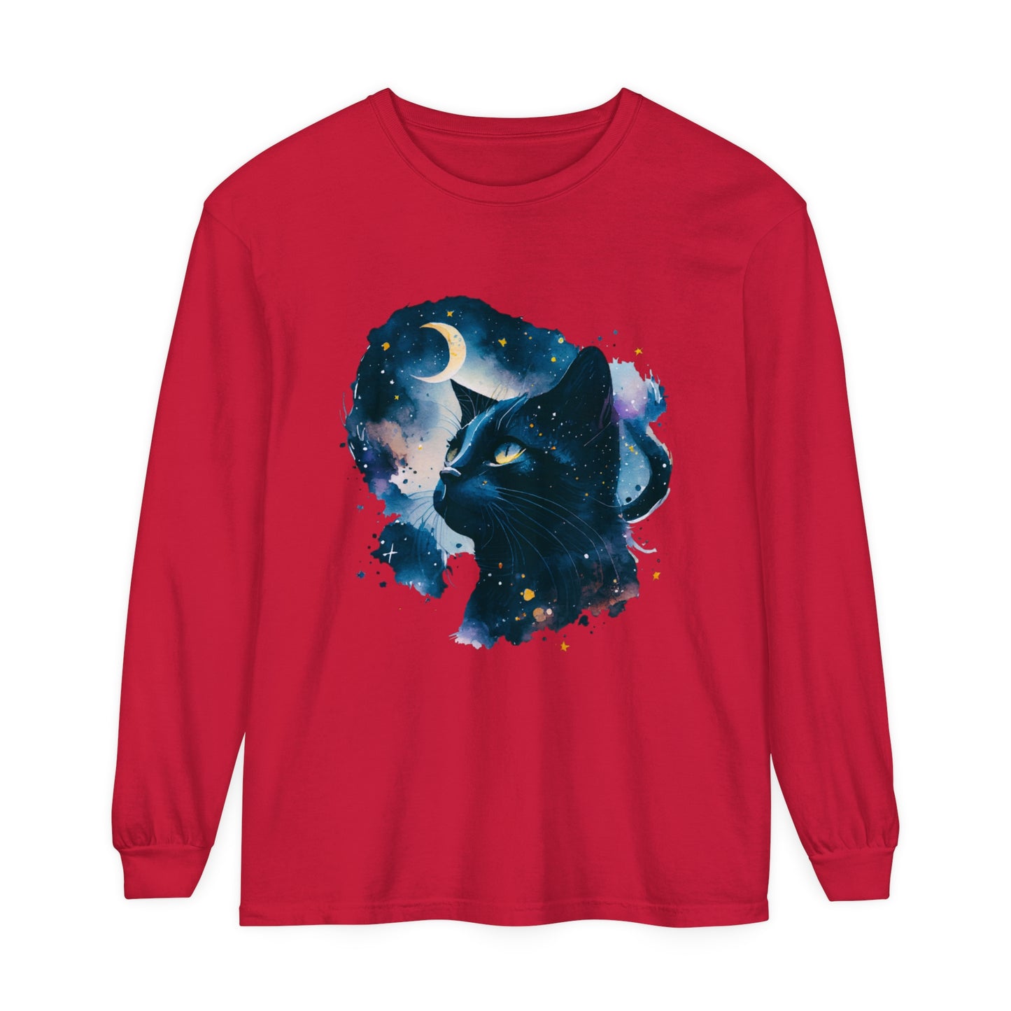 Black Cat Unisex Garment-dyed Long Sleeve T-Shirt