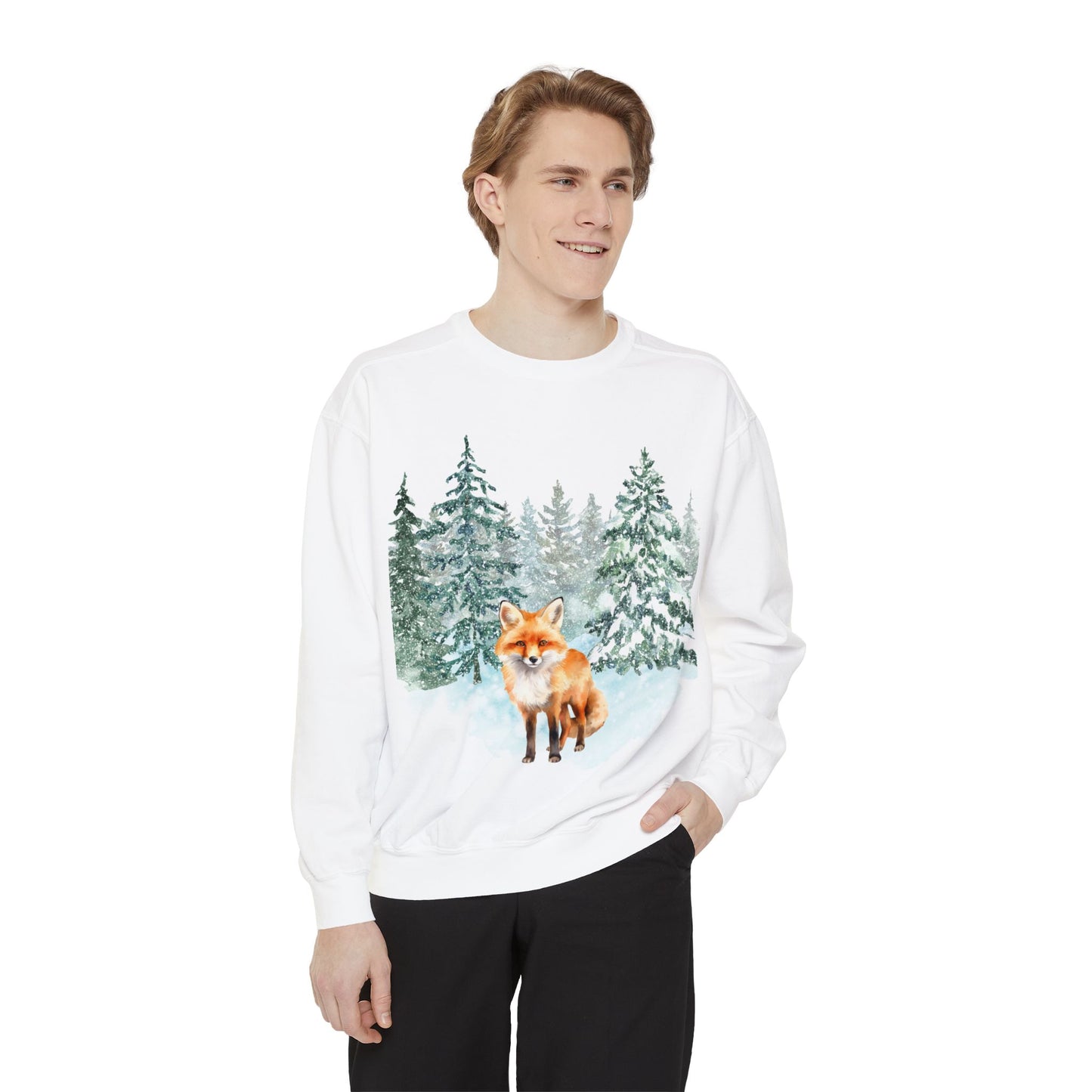 Snow Fox Unisex Garment-Dyed Sweatshirt