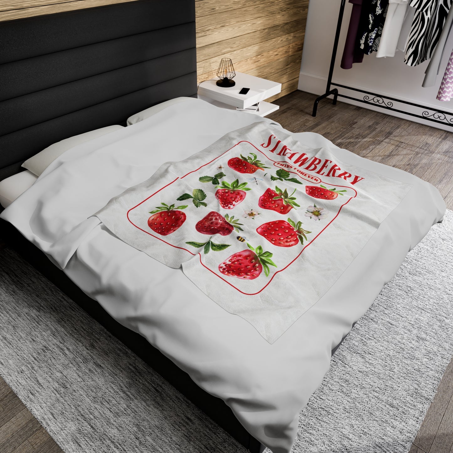 Strawberry Fields Velveteen Plush Blanket