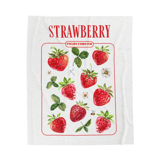 Strawberry Fields Velveteen Plush Blanket