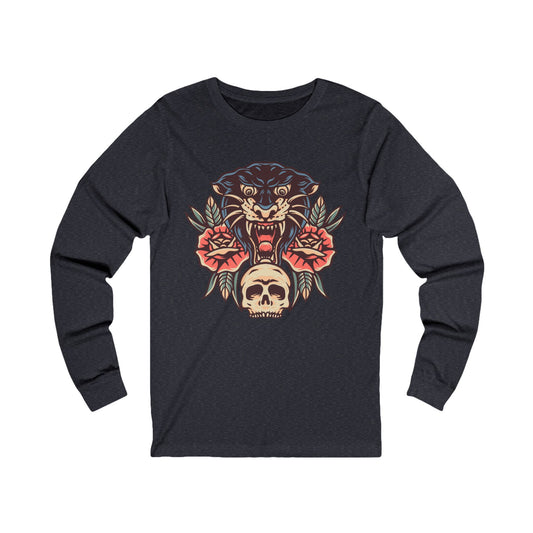 Panther City Skull Unisex Jersey Long Sleeve Tee