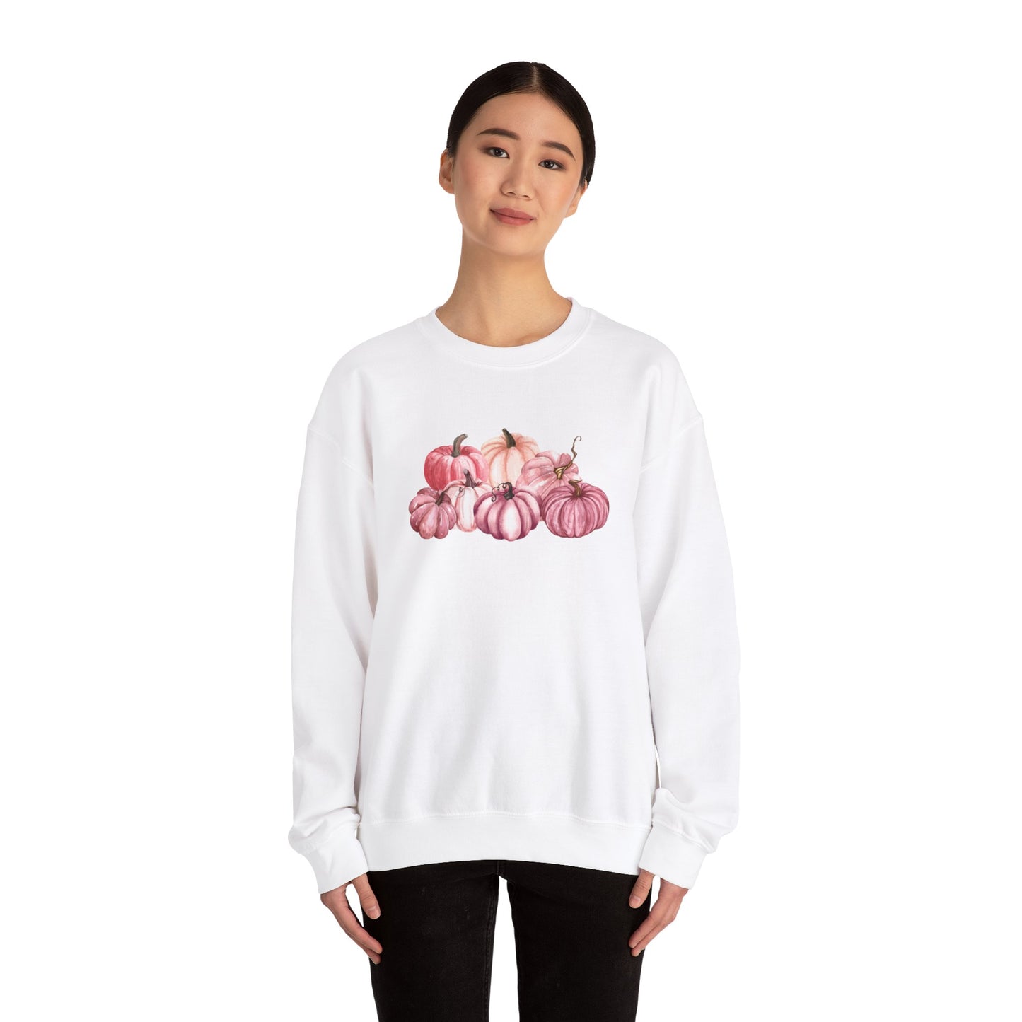 Pink Pumpkin Patch Fall Halloween Thanksgiving Unisex Heavy Blend™ Crewneck Sweatshirt