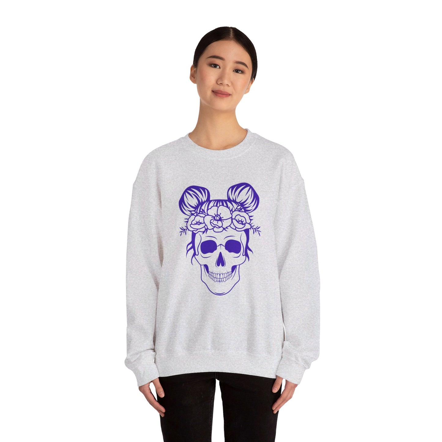 Skull Messy Buns Unisex Heavy Blend™ Crewneck Sweatshirt