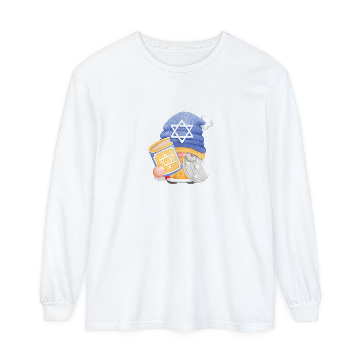 Hanukkah Gnomie Unisex Garment-dyed Long Sleeve T-Shirt