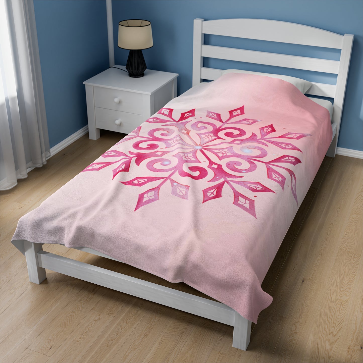 Pink Snowflake Velveteen Plush Blanket