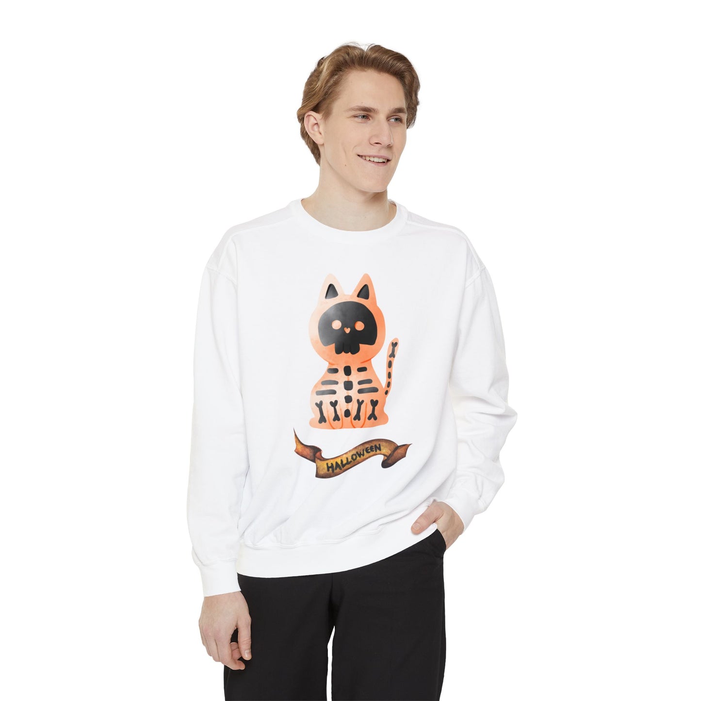 Halloween Kitty Unisex Garment-Dyed Sweatshirt