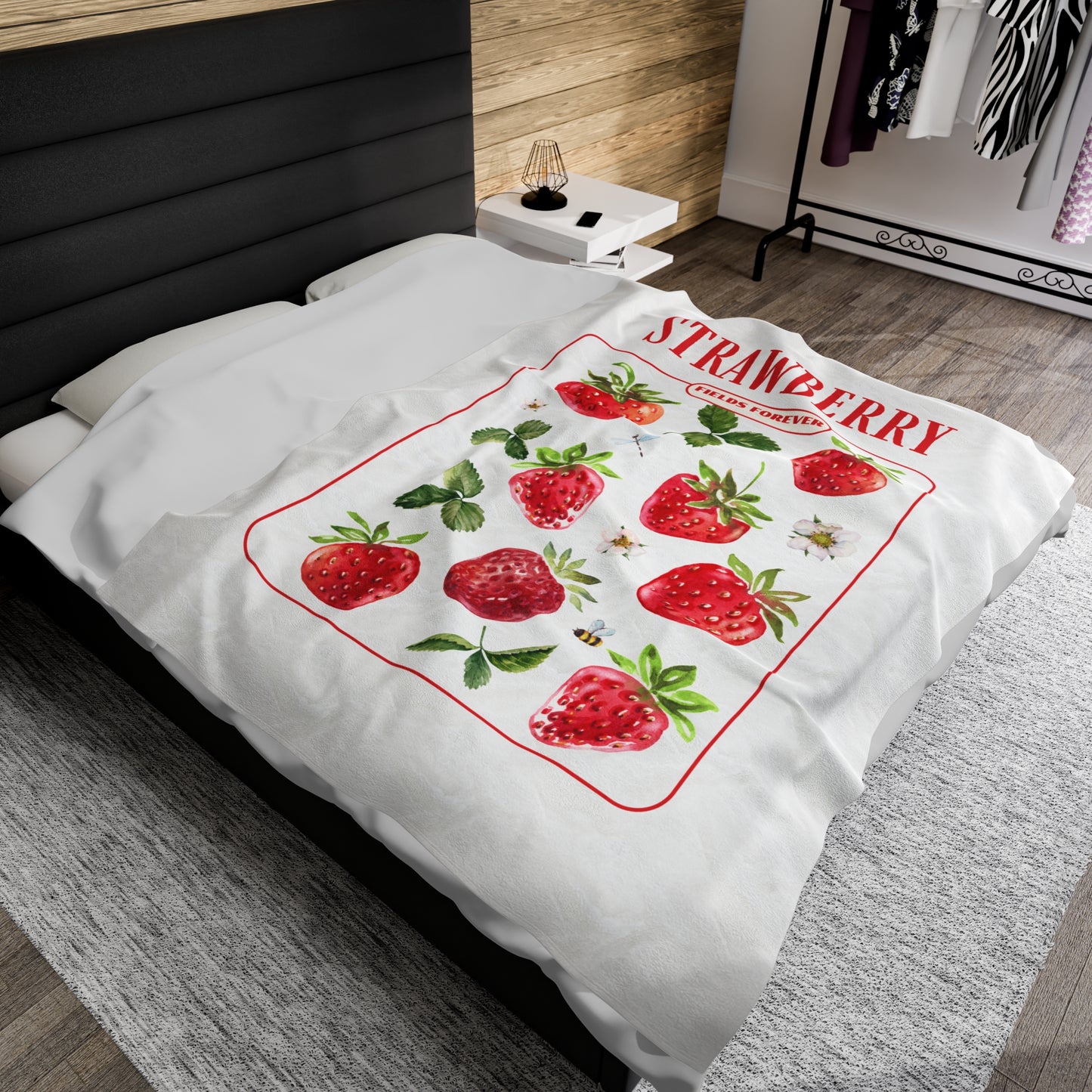 Strawberry Fields Velveteen Plush Blanket