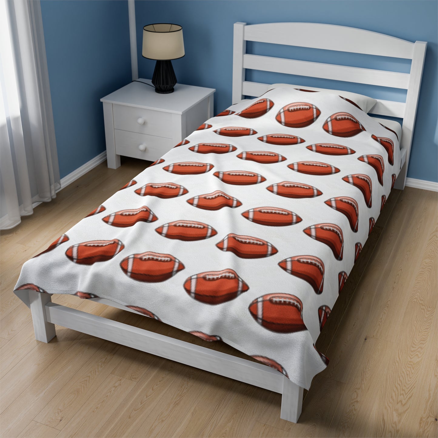 White Footballs Velveteen Plush Blanket