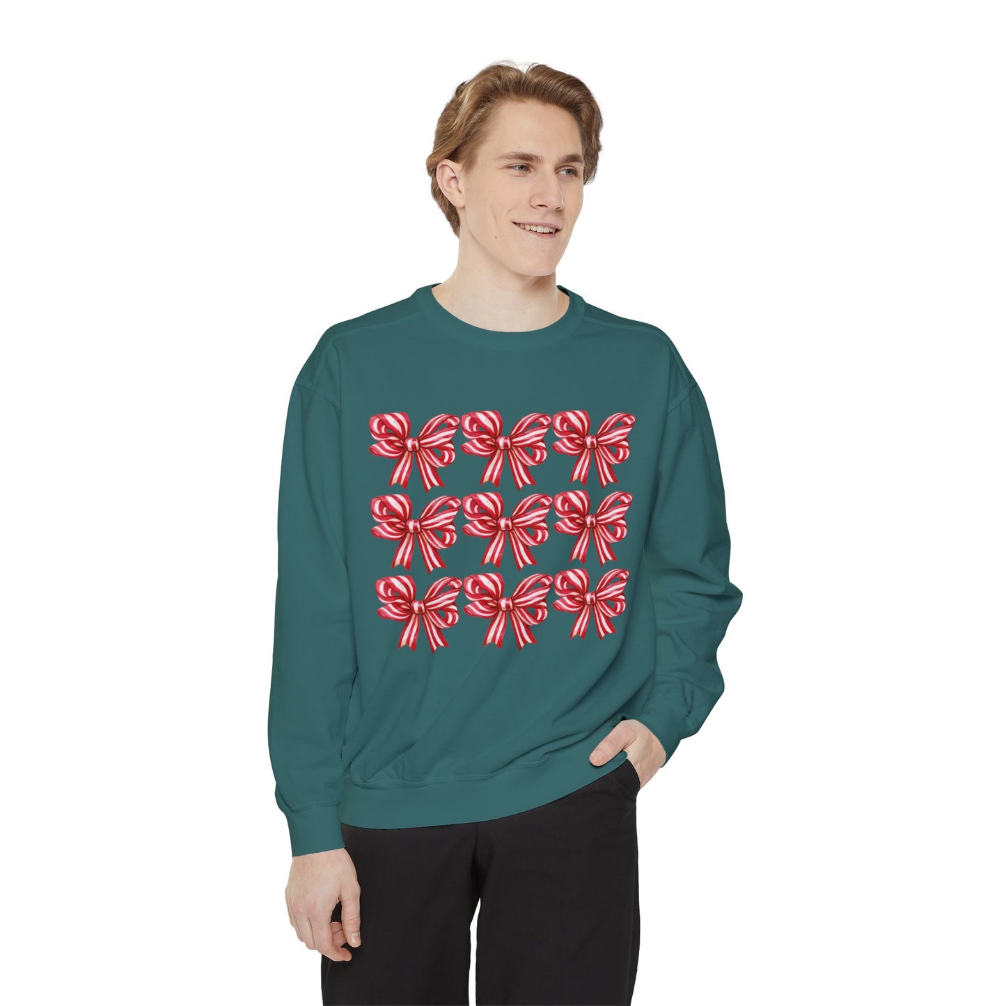 Holiday Bows Unisex Garment-Dyed Sweatshirt