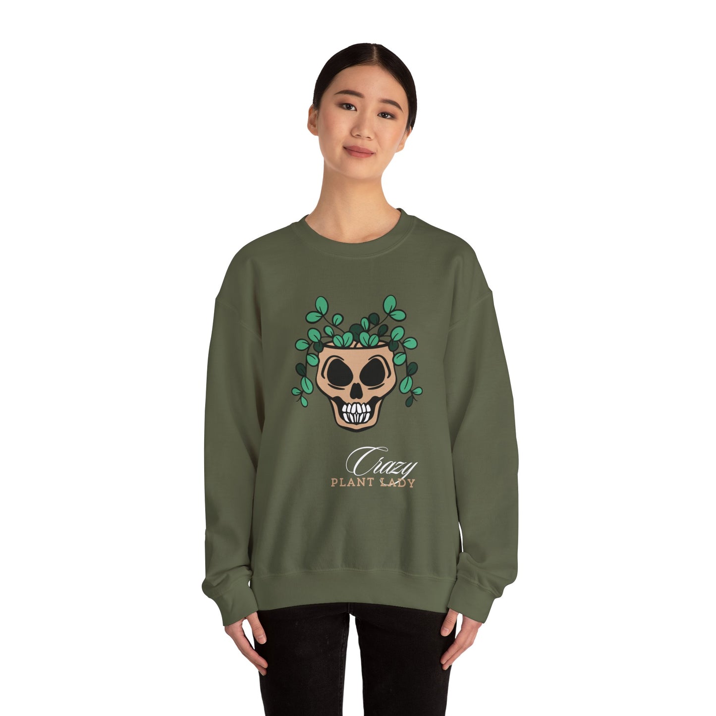 Crazy Plant Lady Skull Unisex Heavy Blend™ Crewneck Sweatshirt