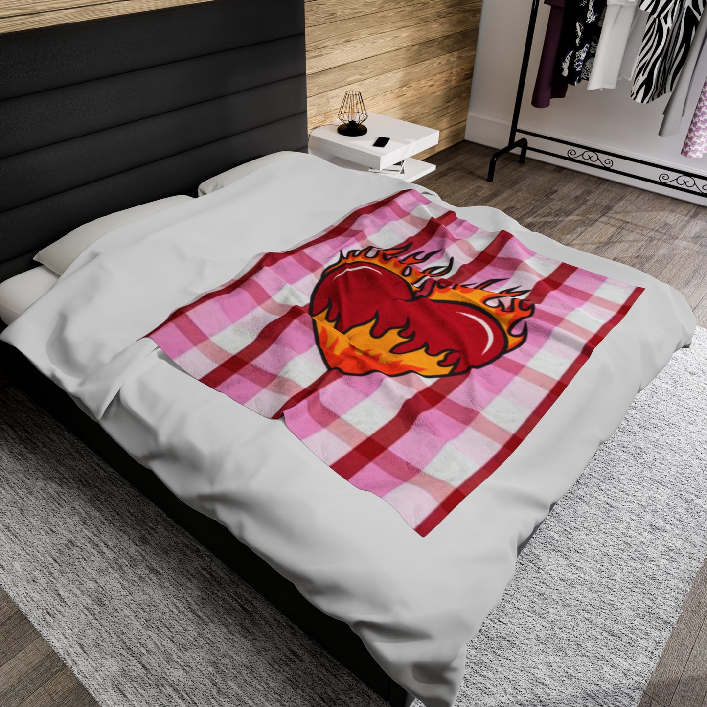 Burning Heart Valentine Velveteen Plush Blanket