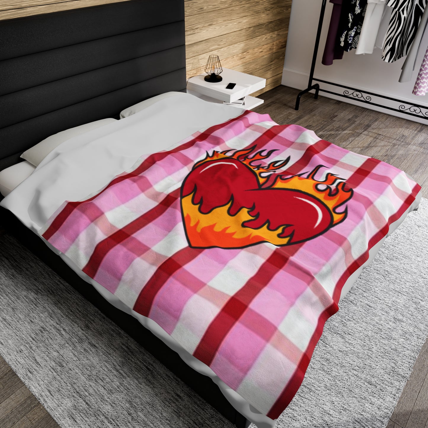 Burning Heart Valentine Velveteen Plush Blanket