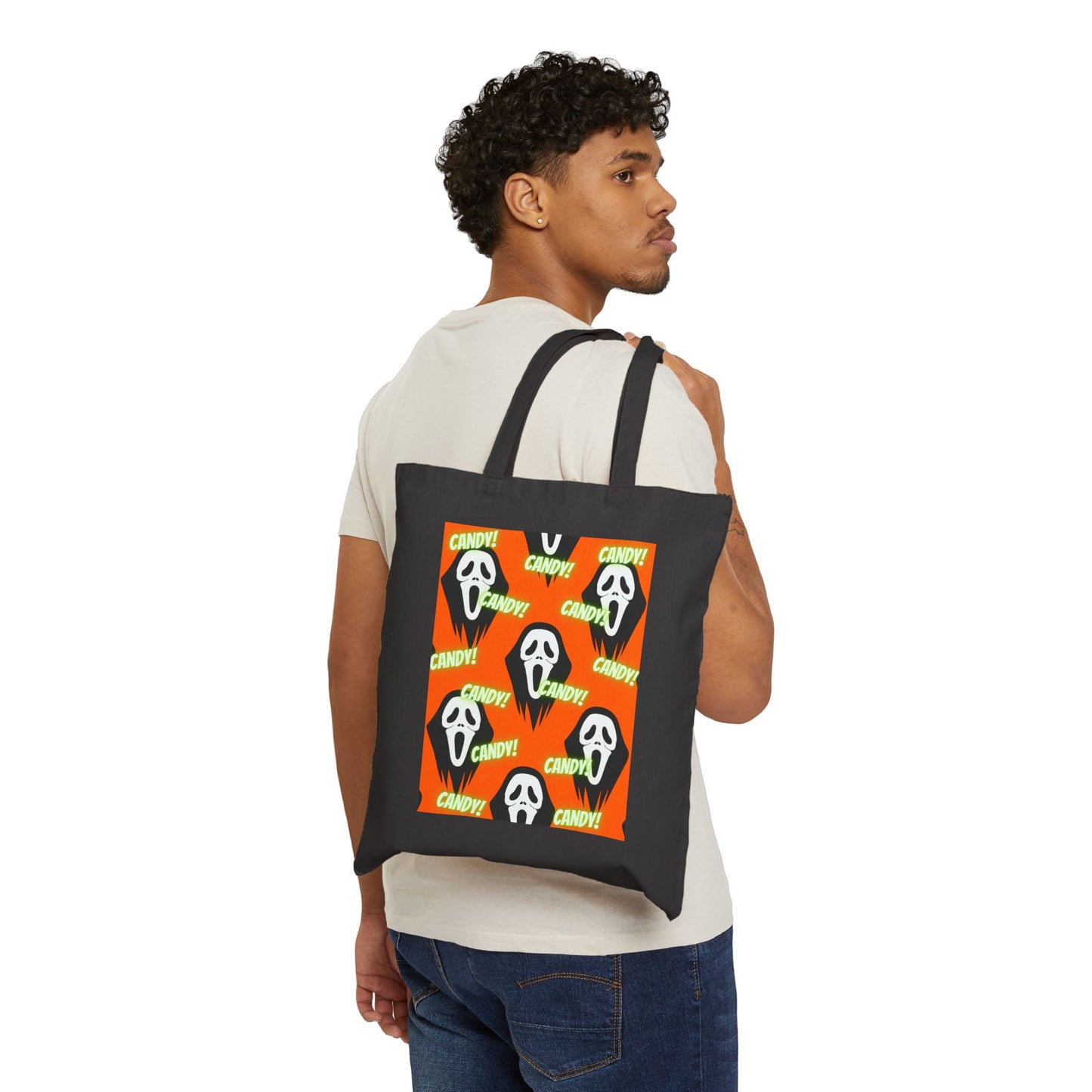 Scream for Candy Trick or Treat Cotton Canvas Tote Bag