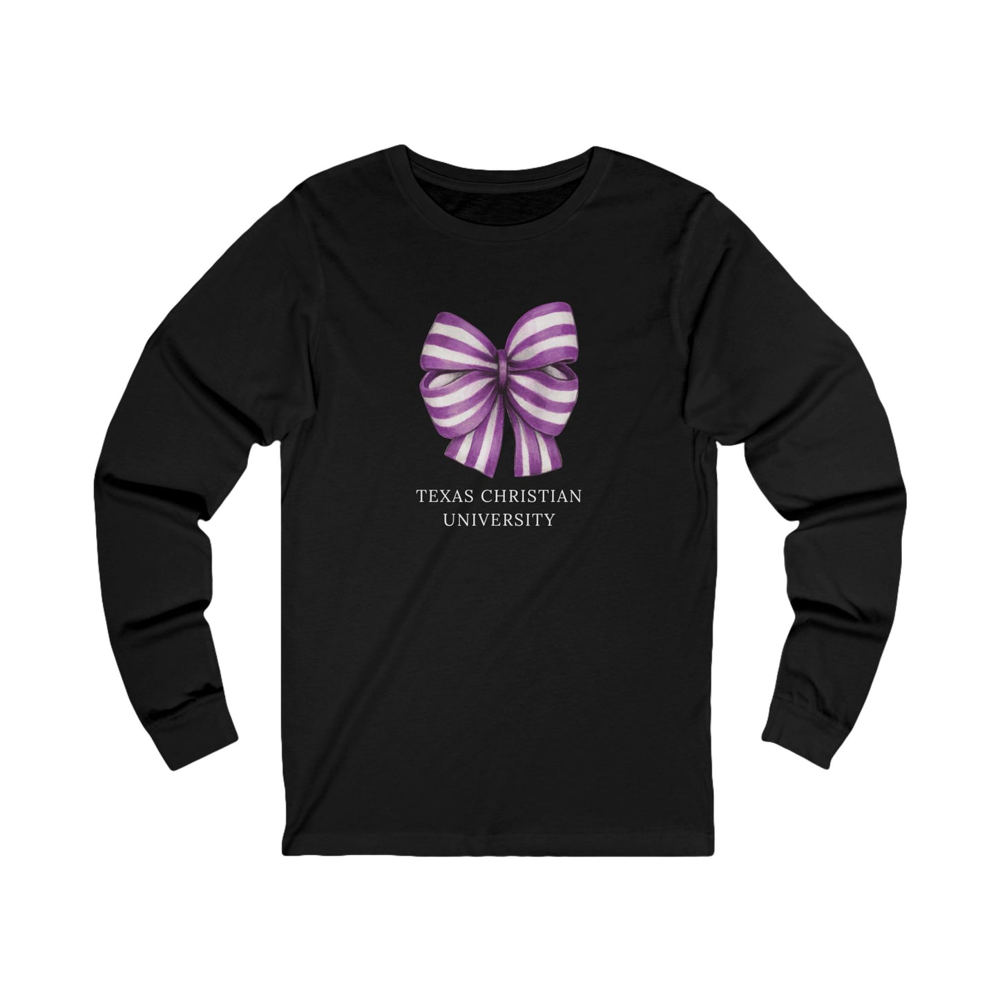 TCU Stripe Bow Unisex Jersey Long Sleeve Tee