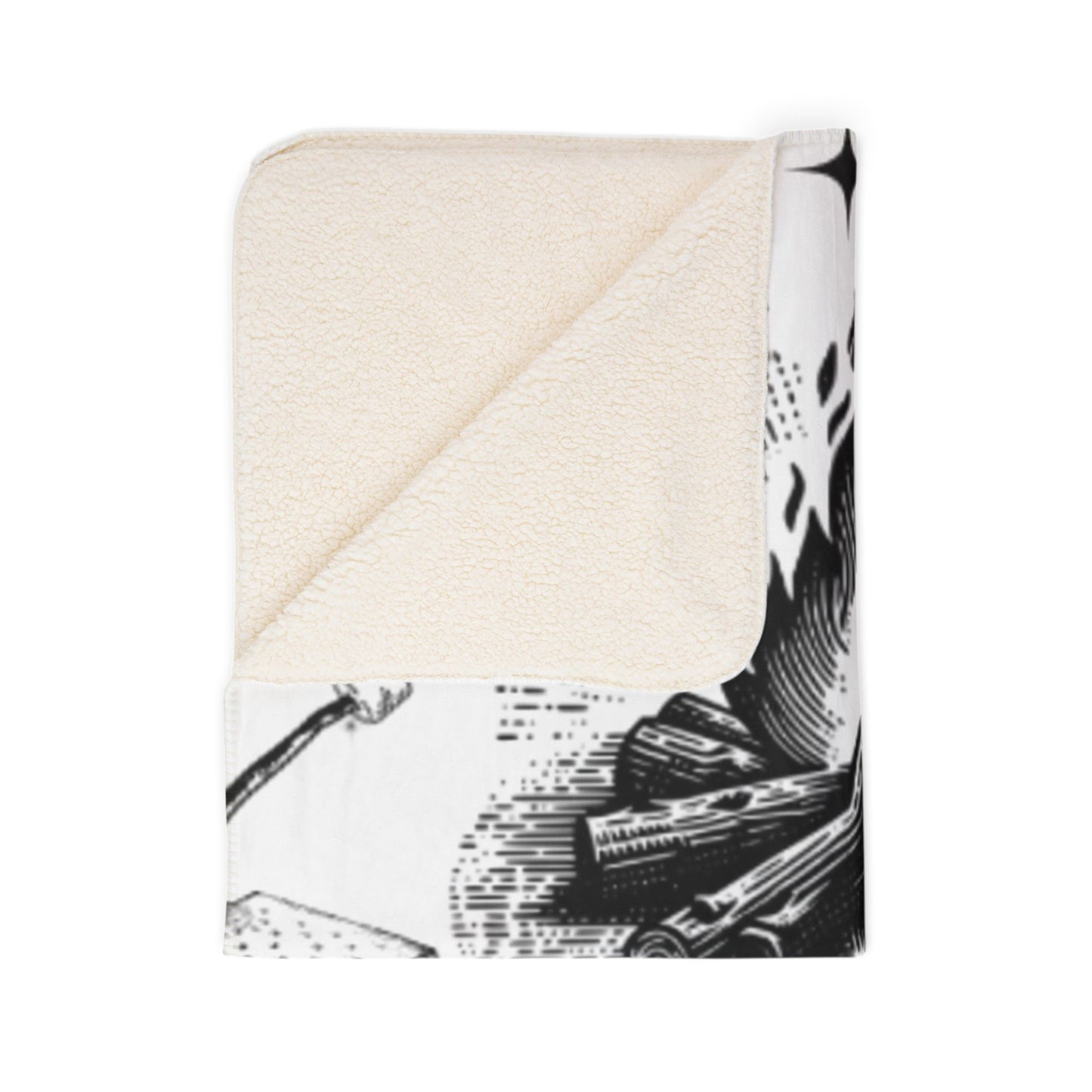 Fall Winter Campfire S’mores Fleece Sherpa Blanket