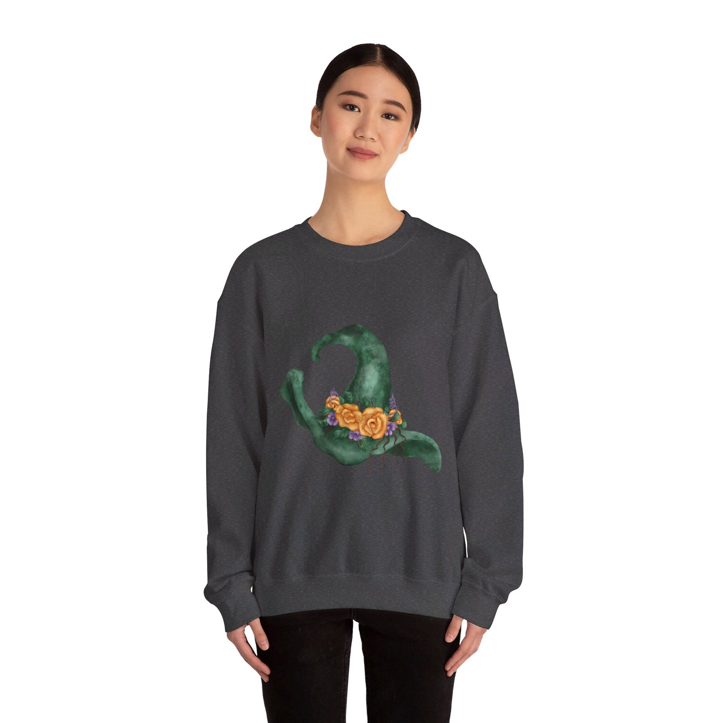 Green Witch Hat Unisex Heavy Blend™ Crewneck Sweatshirt