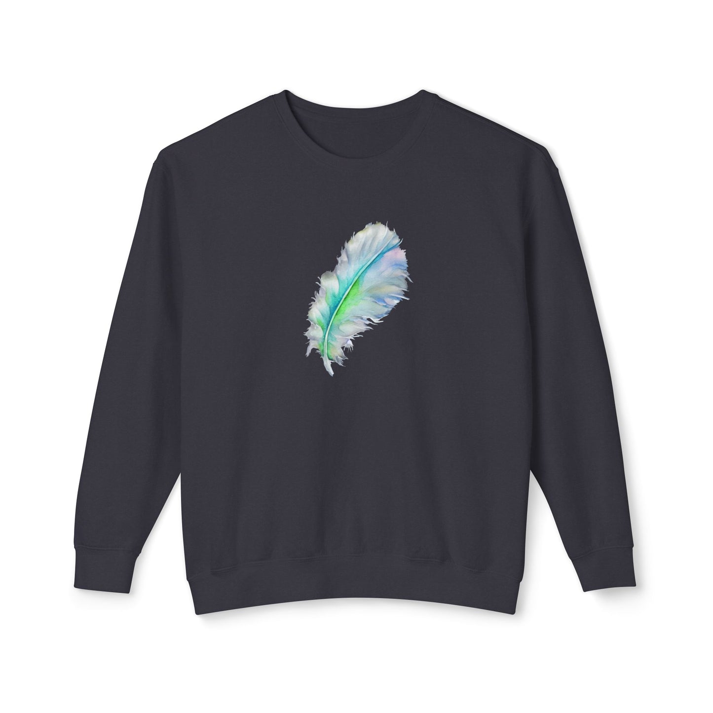 Watercolor Feather Unisex Lightweight Crewneck Sweatshirt