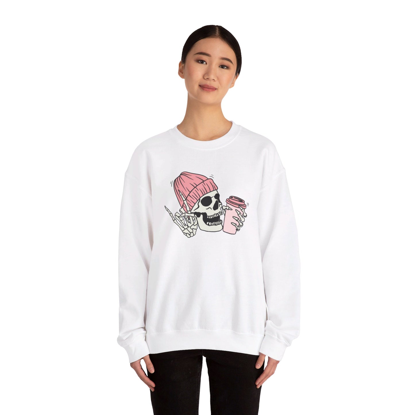 Skelly Pink Coffee Unisex Heavy Blend™ Crewneck Sweatshirt