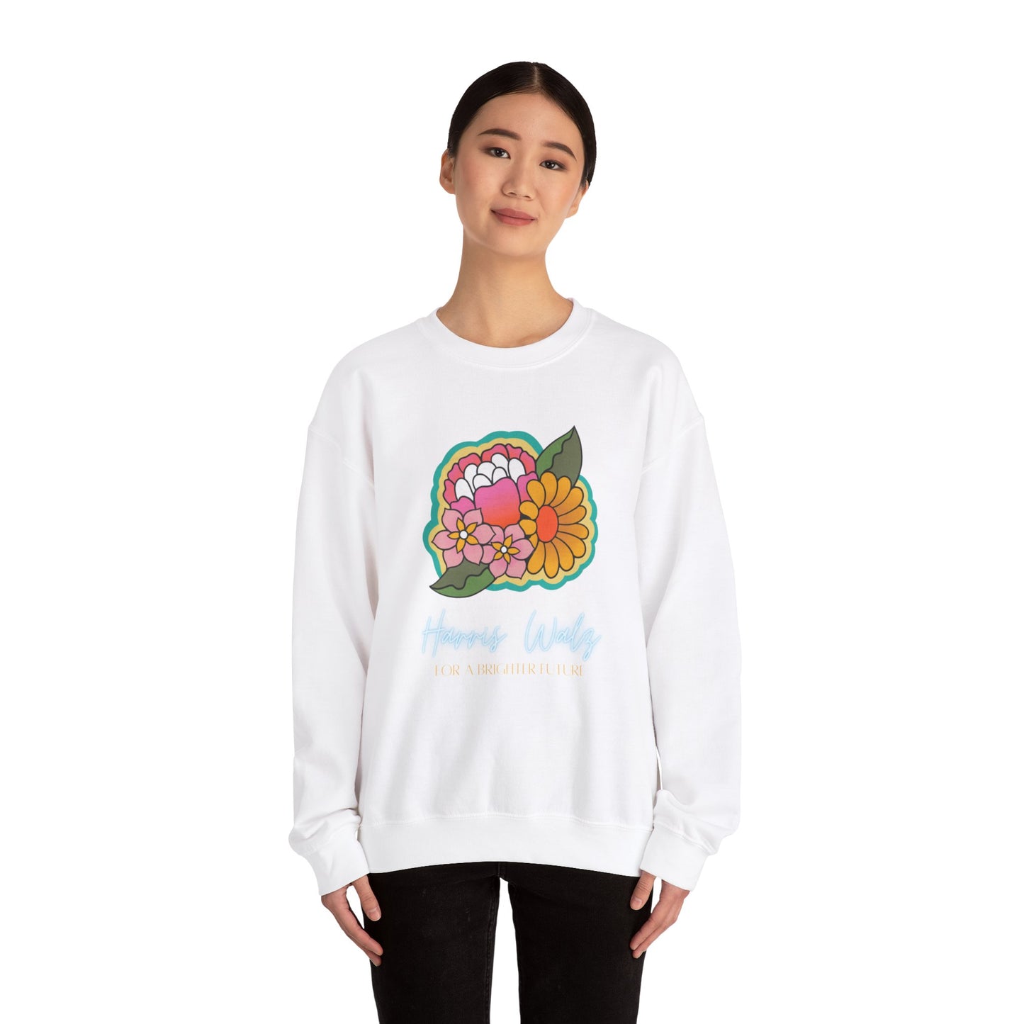 Retro Floral Harris Walz Unisex Heavy Blend™ Crewneck Sweatshirt