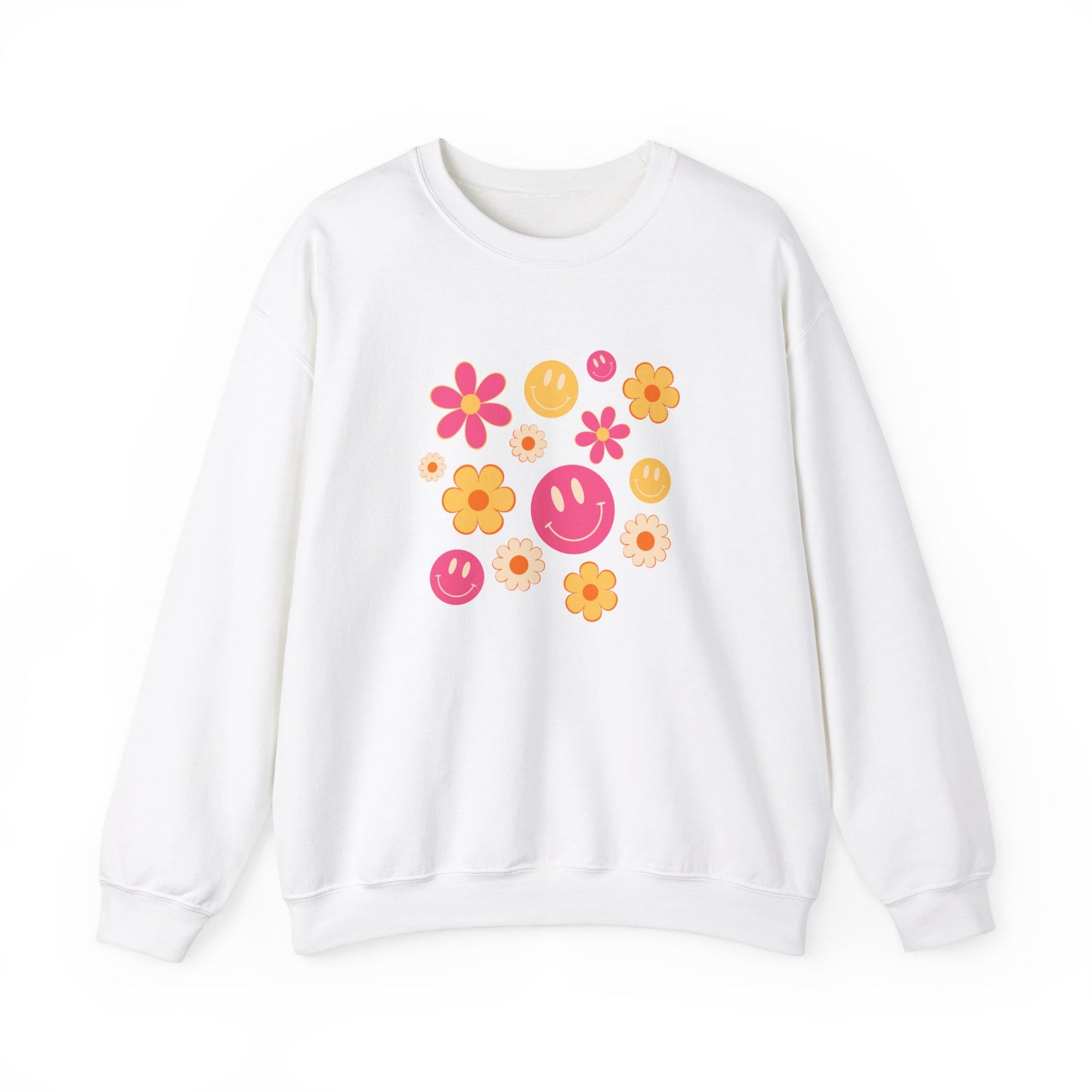 The 70’s Happy Floral Unisex Heavy Blend™ Crewneck Sweatshirt