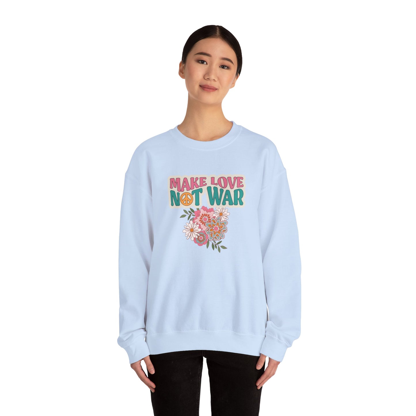 Love Not War Floral Unisex Heavy Blend™ Crewneck Sweatshirt