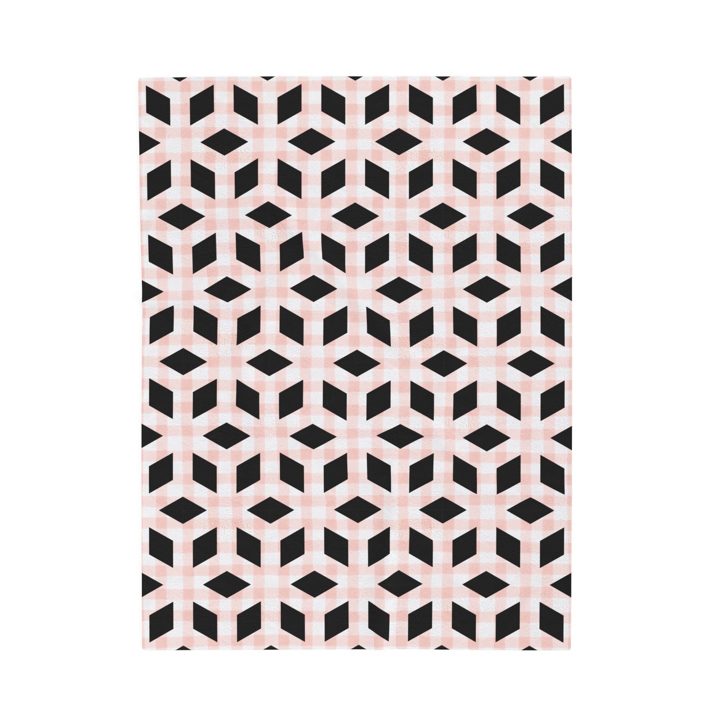 Pink Black Geometric Velveteen Plush Blanket