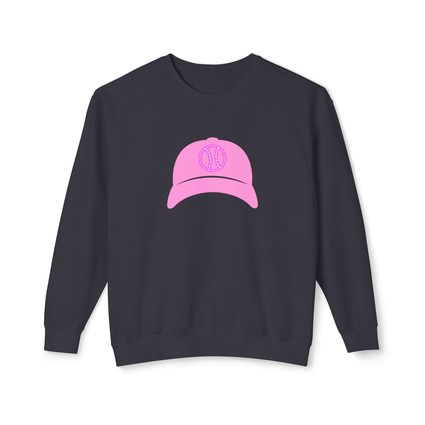 Pink Ballcap Unisex Lightweight Crewneck Sweatshirt