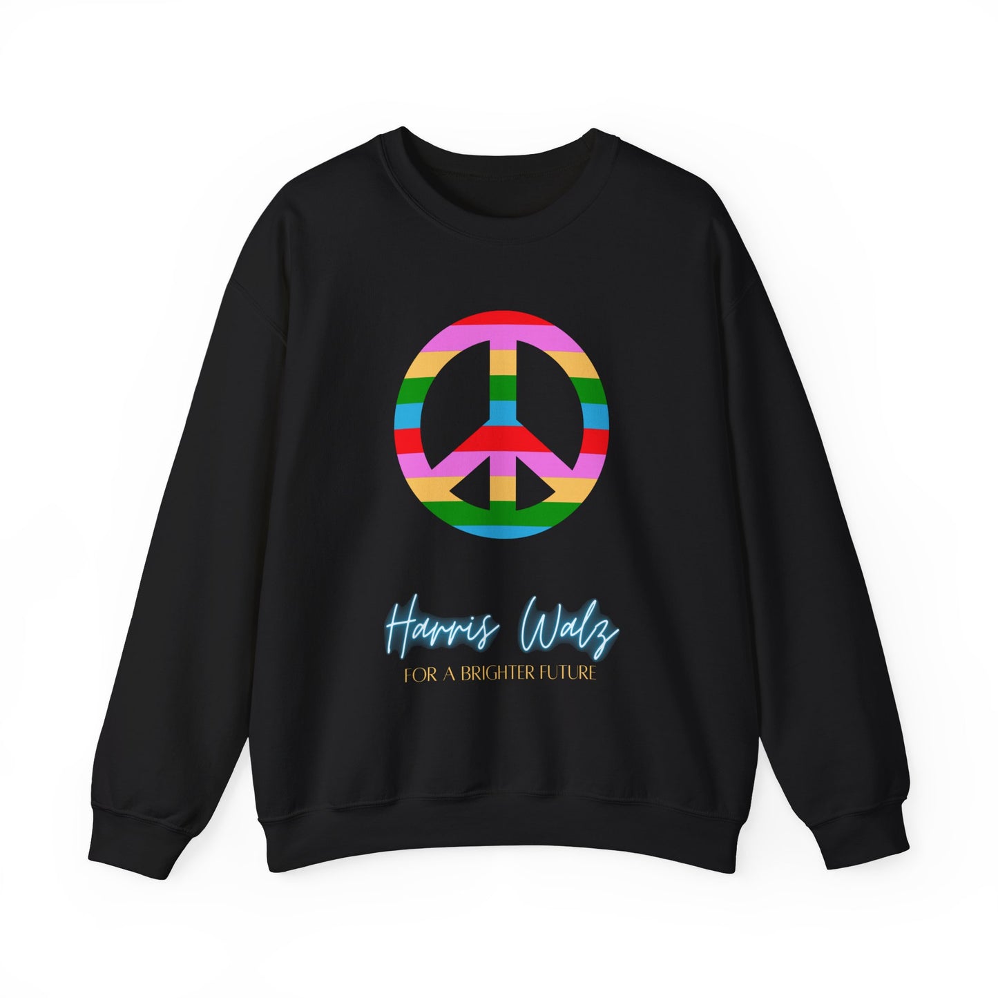 Retro Rainbow Peace Harris Walz Unisex Heavy Blend™ Crewneck Sweatshirt