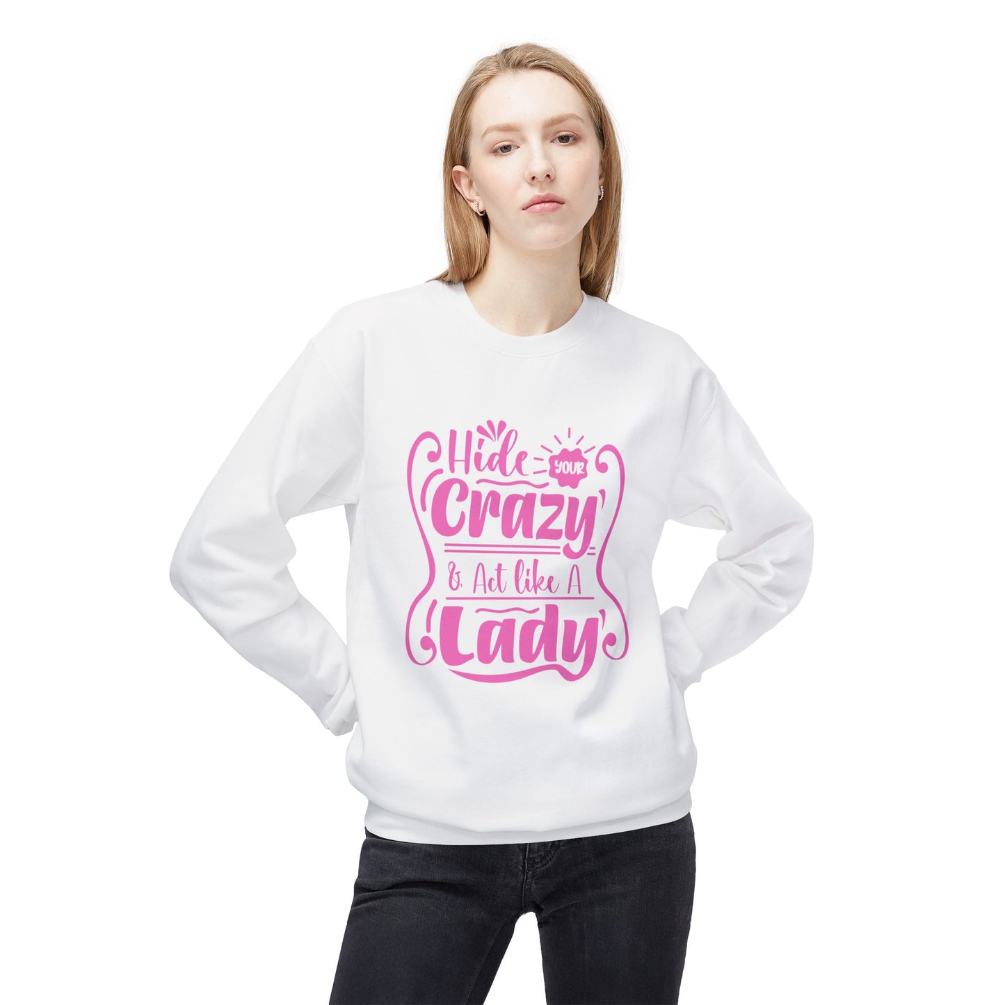 Hide Your Crazy Unisex Midweight Softstyle Fleece Crewneck Sweatshirt