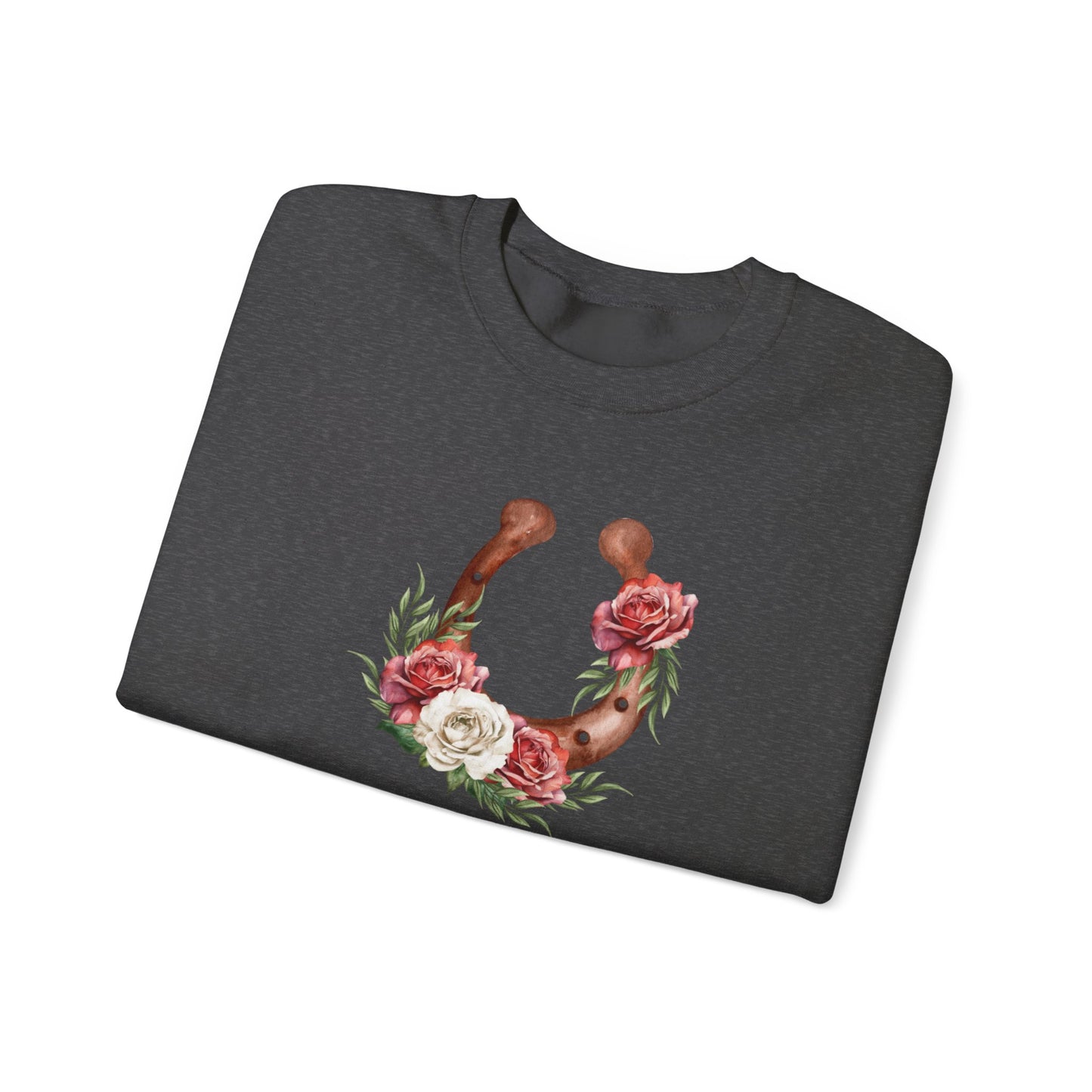 Floral Horseshoe Unisex Heavy Blend™ Crewneck Sweatshirt