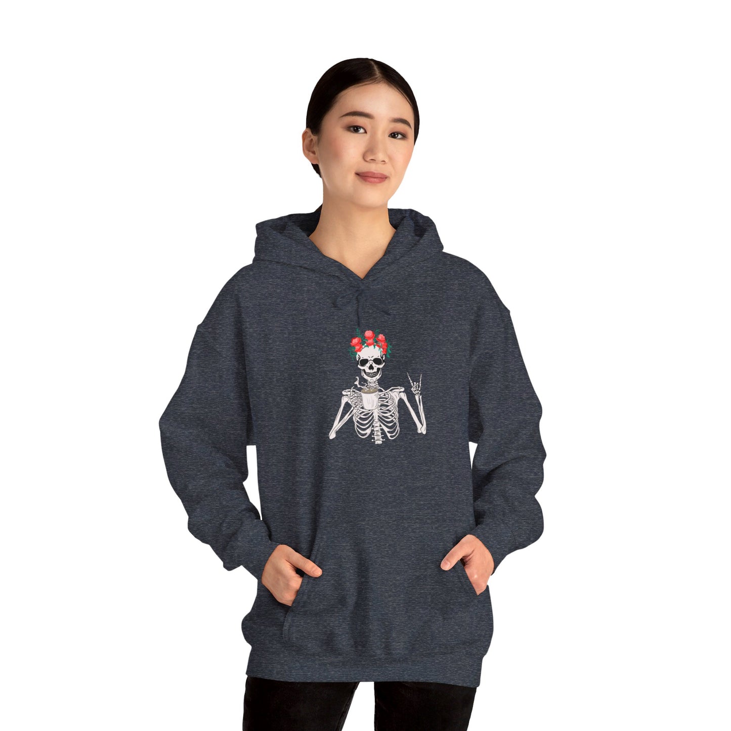 Frida Bones Coffee Unisex Heavy Blend™ Hooded Sweatshirt