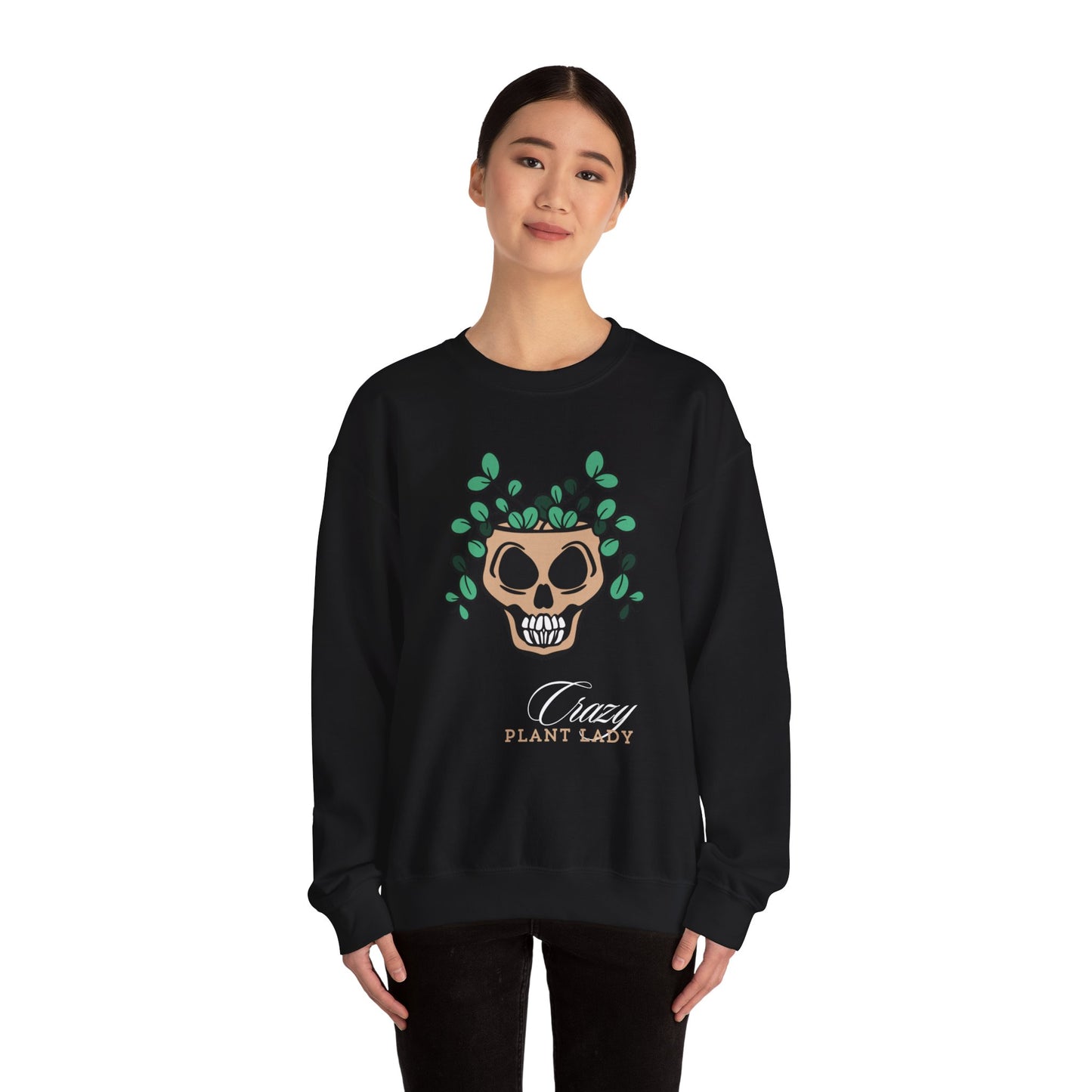 Crazy Plant Lady Skull Unisex Heavy Blend™ Crewneck Sweatshirt