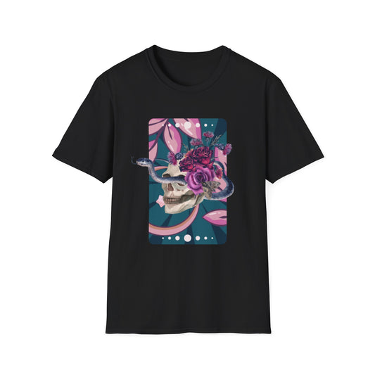 Floral Snake Skull Unisex Softstyle T-Shirt