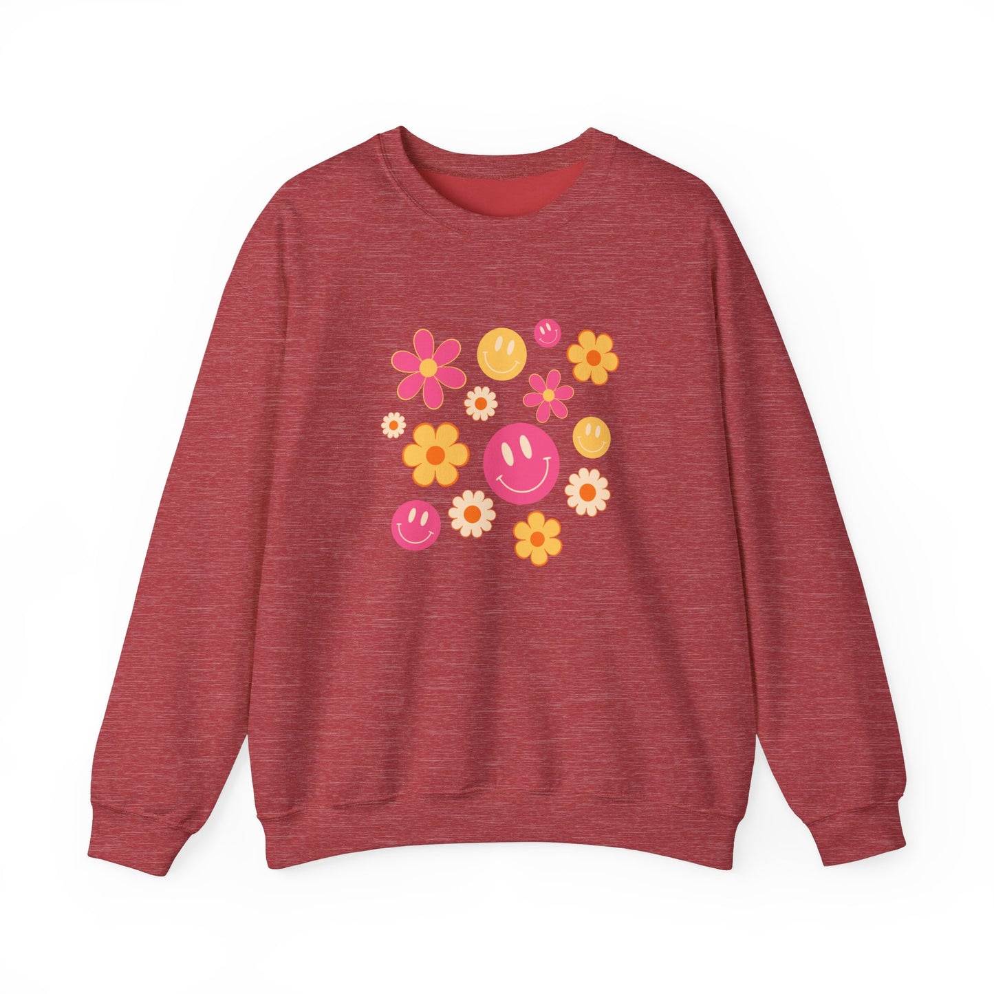 The 70’s Happy Floral Unisex Heavy Blend™ Crewneck Sweatshirt