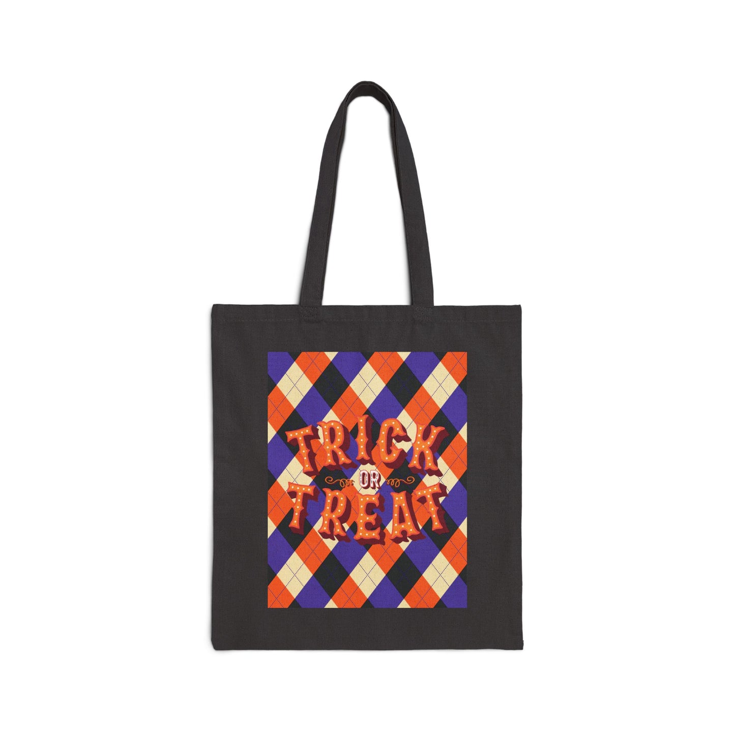 Argyle Circus Trick or Treat Cotton Canvas Tote Bag