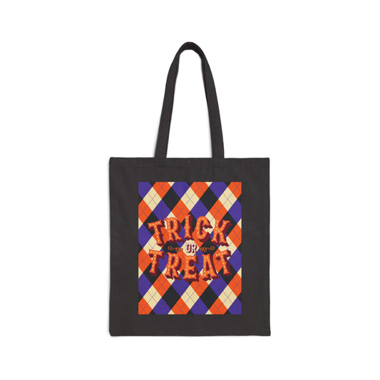 Argyle Circus Trick or Treat Cotton Canvas Tote Bag