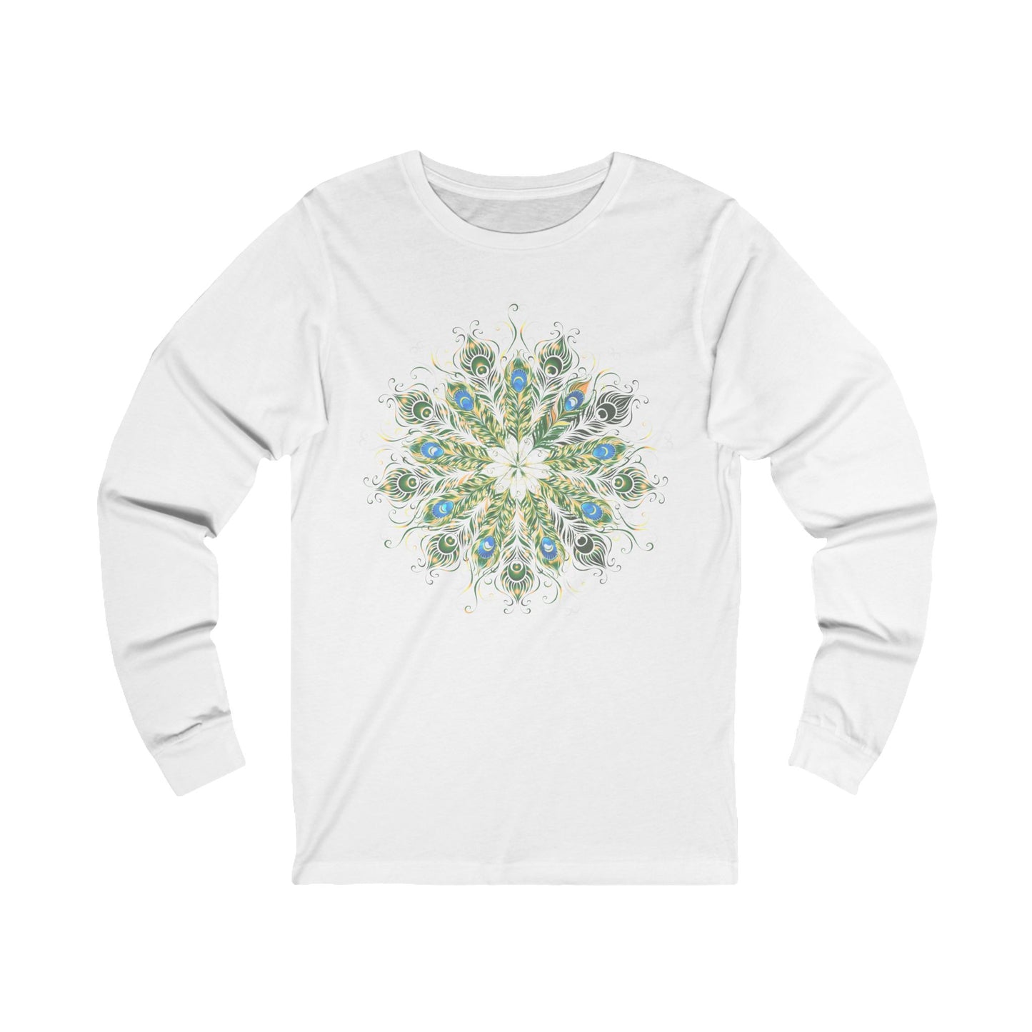 Peacock Feather Mandala Unisex Jersey Long Sleeve Tee