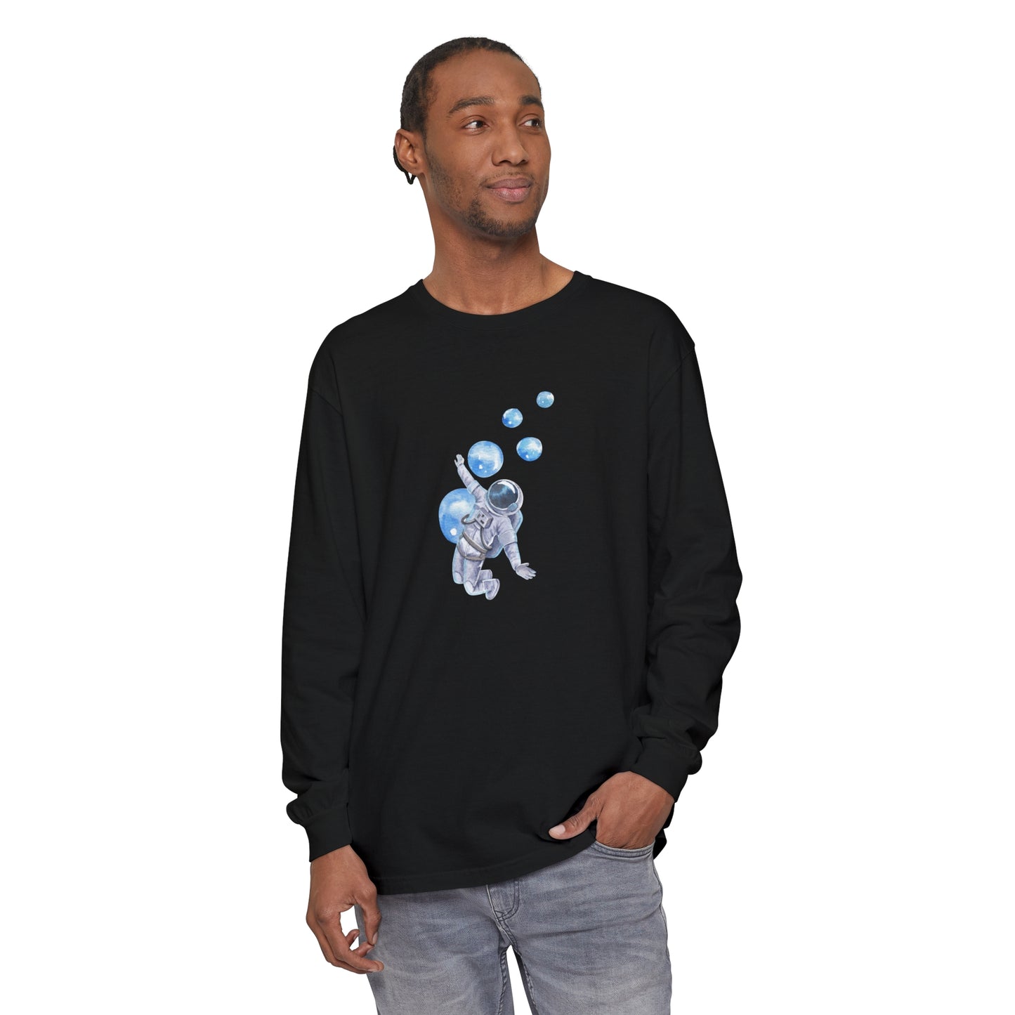 Space Bubbles Unisex Garment-dyed Long Sleeve T-Shirt